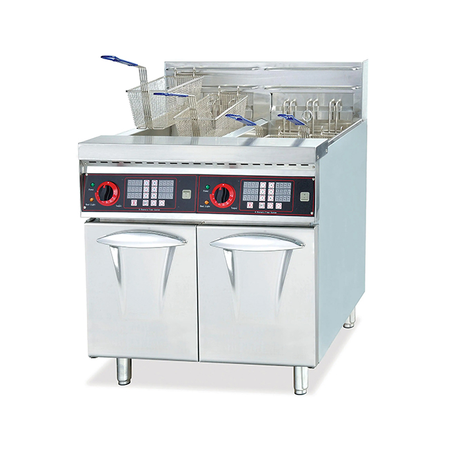 Commercial Small General Free Standing Electric 2-Tank Fryer With Timer(4-Basket)